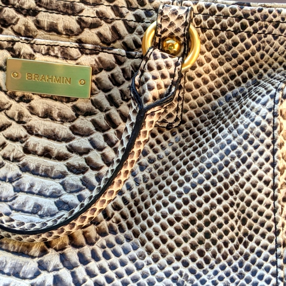 RARE Brahmin black & white Java snake embossed Mini Asher